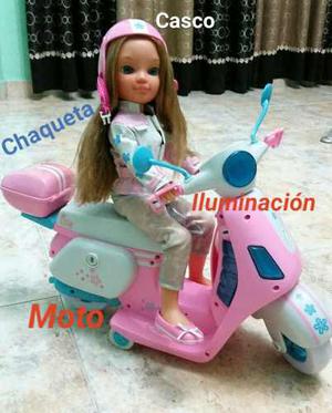 Muñeca Nacy. Con Moto Y Coche Para Bebé