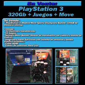 Playstation gb + Move Bundle + 2 Controles + 5 Juegos