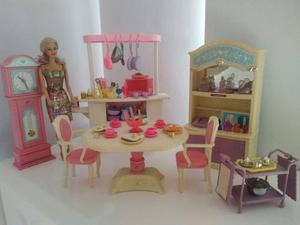 Sala, Cocina Y Comedor De Barbie Original Con Luz Y Sonido