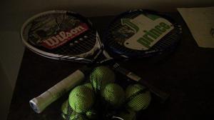Juego De 2 Raquetas De Tenis. Prince + Wilson + 12 Pelotas.