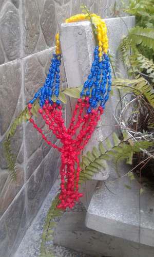 Collares Rosarios Tejido Venezuela Tricolor Bisuteria