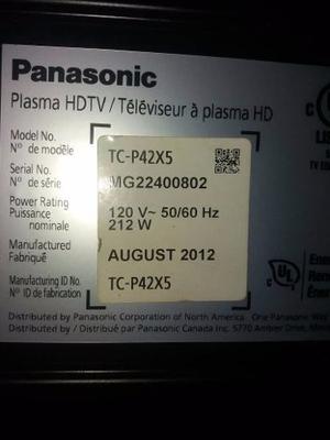 Tv Panasonic Tc-p42x5 42pulg Placa Dañada
