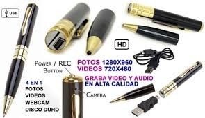 Boligrafo Grabadora Espia, Audio Y Video, Hasta 64 Gb