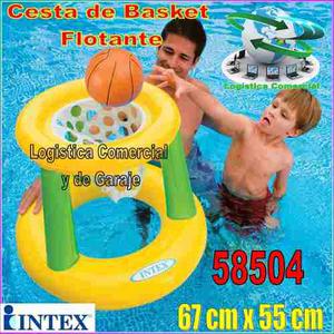 Cesta Flotante De Basket Inflable + Pelota Playa  Intex