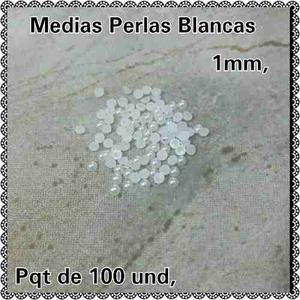 Medias Perlas Blancas De 1mm, Paquete De 100 Unidades