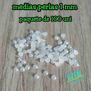 Medias Perlas De 1mm, Paquete De 100 Unidades