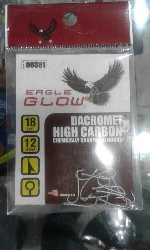Anzuelo Pesca # 18 Carbono Eagle Glow Dacromet Paq 12 Und