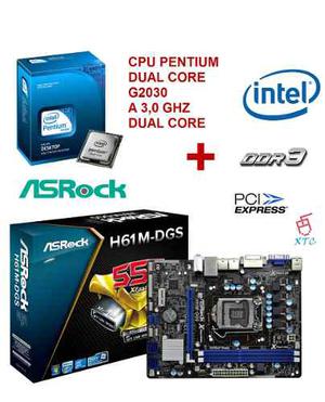 Combo Intel Cpu G A 3.0 Ghz + Tarjeta Madre Asrock H61m