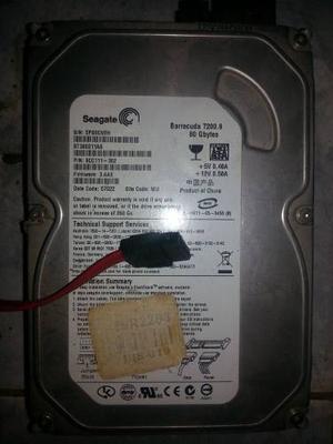 Disco Duro Seagate Barracuda 80gb Sata 100% Operativo