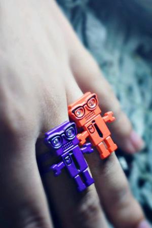 Anillos Robot Hipster, Vintage.