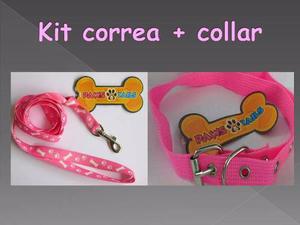 Kit Correa Paseador Perro + Collar Paws Tails De Nylon