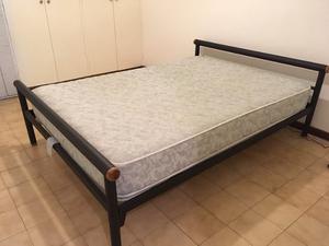 Cama Matrimonial De Hierro Madera Topes Laterales Buen Estad