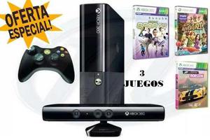 Xbox 360 E 4gb Con Control Inalámbrico + Kinect+ 3 Juegos