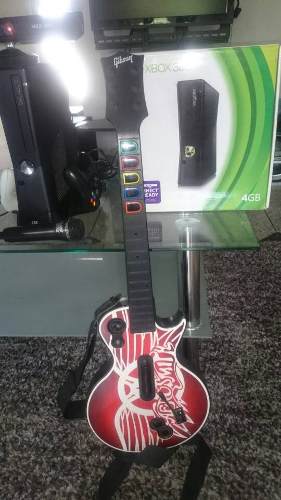 Xbox 360 Slim Con Mas De 200 Juegos+kinect+set Guitar Hero