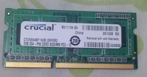 Memoria Ram 2gb Ddrmhz Laptop Crucial