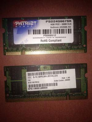 Oferta Memorias Ddr  Para Laptop Sodimm 4gb (2gb + 2gb)