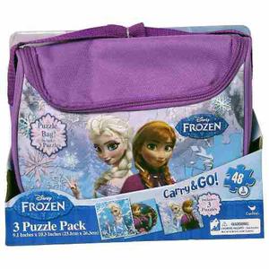 Cartera De Frozen Con 3 Puzzle Anna Elsa Bolso