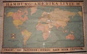 Mapamundi Hamburg - Amerika Linie Y Carta Náutica