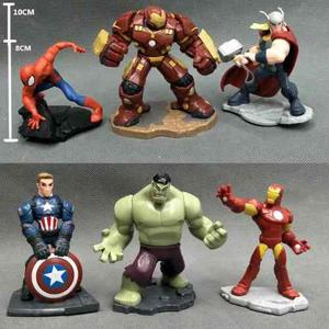 Set 6 Figuras Hulk Capitan Iron Thor Spiderman Coleccion