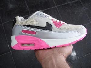 Kp3 Zapatos Nike Air Max 90 Beige / Fucsia Del 35 Al 40