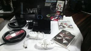 Wii Negro Edición Especial Mario Kart Con Accesorios