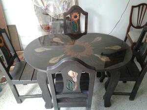 Hermoso Set De Comedor De Madera Maciza 4 Puestos