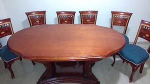 Juego De Comedor 6 Puestos Madera 100% Impecable