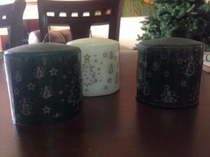 Velas Decorativas Navideñas De Navidad Blanco Y Verde