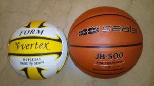 Combo Balon Voleibol + Basket Semi Cuero Piel Originales