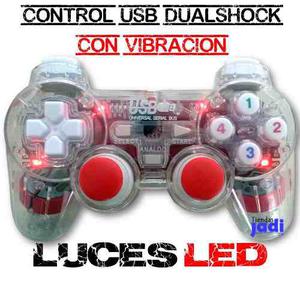Control Para Pc Dualshock Con Vibración Usb Luminoso Led
