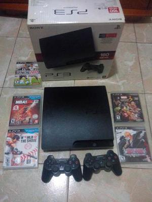 Playstation 3 Con 2 Controles Y 5 Juegos Poco Uso