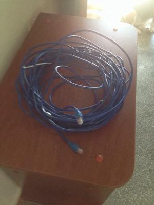 Cable Ethernet Azul Con Sus Conectores 20 Mts