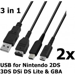 Cable Usb 3 En 1 Para Todos Los Ds Lite Dsi Ds Xl Ds 3d