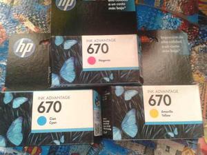 Combo De 3 Cartuchos Hp 670 Vencidos Remate Sellados Nuevos