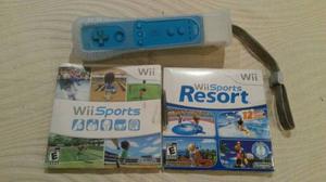 Control Wii Mote Azul Claro + Wii Motion Plus + 2 Juegos