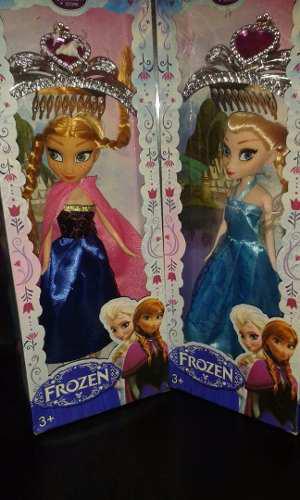 Muñecas De Ana Y Elsa Frozen Con Corona Para Niña