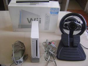 Nintendo Wii+chipeado+volante Y Pedales+2 Juegos Originales