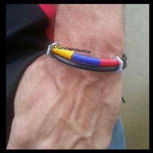 Pulsera Para Hombres Venezuela Tricolor, Cuero Dia Del Padre