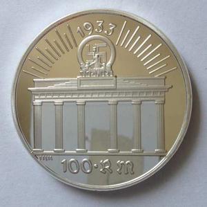  Alemania Cameo Proof Hitler Medalla Banada En Plata