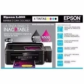 Impresora Multifuncional Epson L355 Sistema Tinta Color Wifi