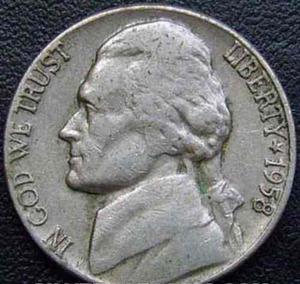 Moneda Estadounidense De Cobre Y Nickel De 5 Centavos
