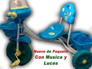 Triciclo Infantil Para Niños Y Niñas De Metal Luz Y Musica