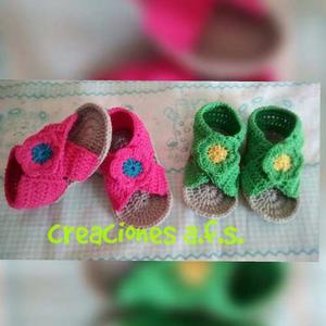 Zapato O Sandalia Tejida A Crochet Para Bebe