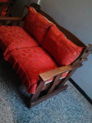 Juego De Muebles Sofa Y Mecedora Madera