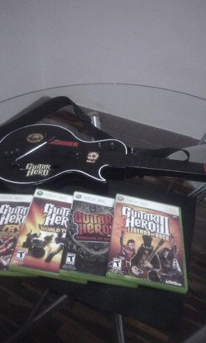 Guitarra Xbox 360 Gutar Hero Mas 4juegos