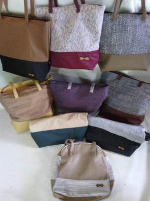 Bolsos Carteras Semi Cuero Colores Varios Con Asa Prácticos