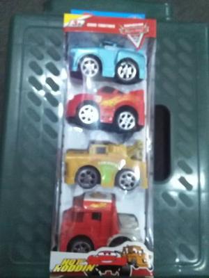 Set X 4 Carros Cars Niños Navidad 