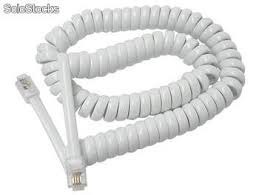 Cable Auricular Espiral Telefono Rj11 Blanco 1mt Equiprog