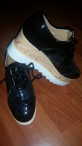 Zapatos Oxford Plataforma Moda Solo Numero 38 Color Negro.