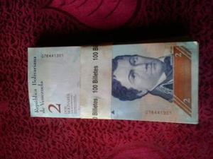 100 Billetes De 2 Bs Consecutivos Fuera De Circulación.